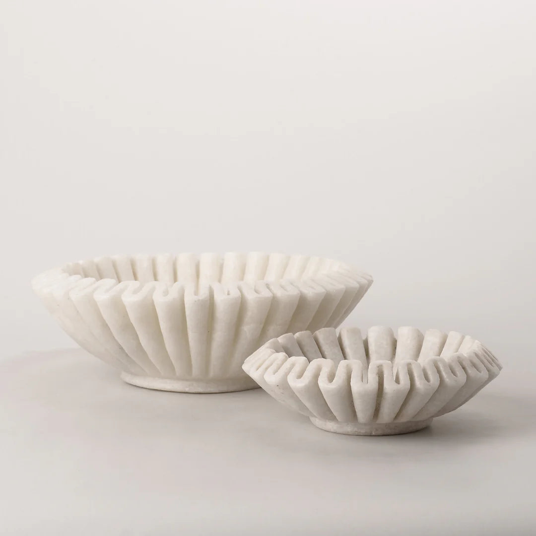 White Marble Fluted Bowl