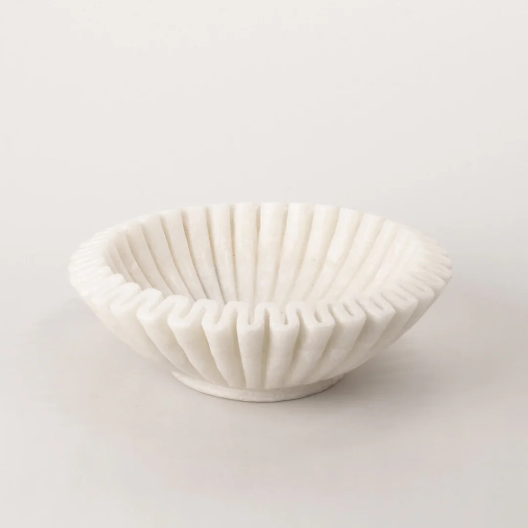 White Marble Fluted Bowl