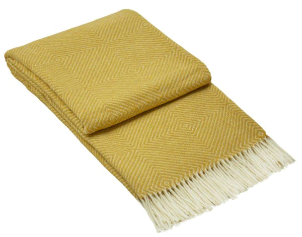 Merino Wool Blend Throw Rug, The Hampton mustard
