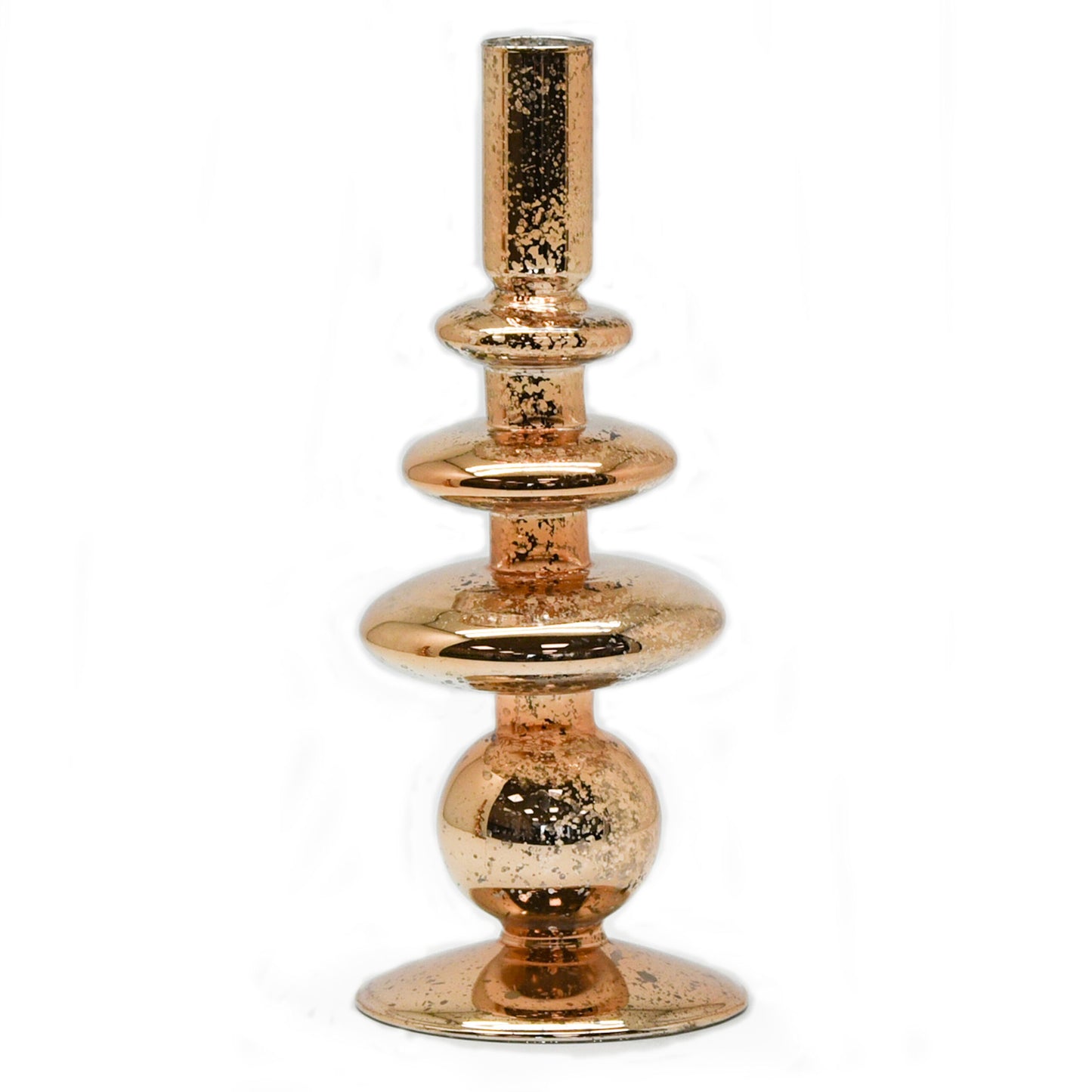Metallic Glass Taper Candle Holder