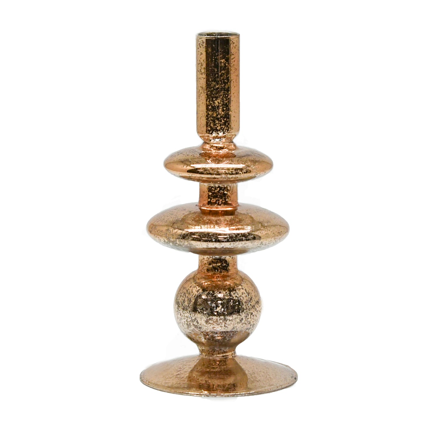 Metallic Glass Taper Candle Holder