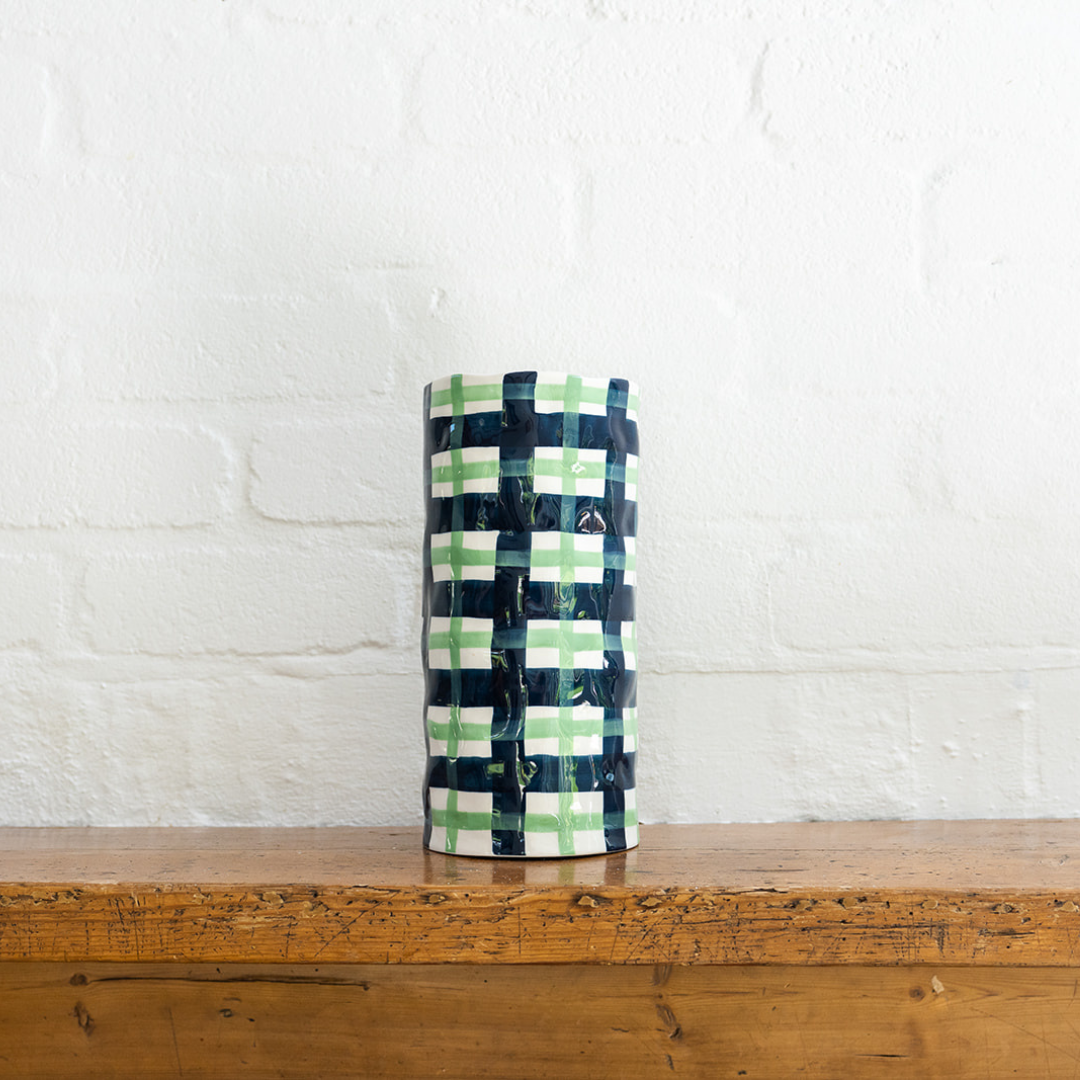 Green and Navy Large Vase