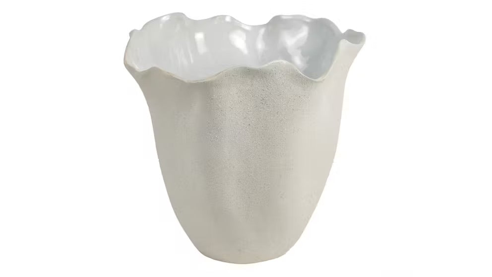 White Stone Wave Planter