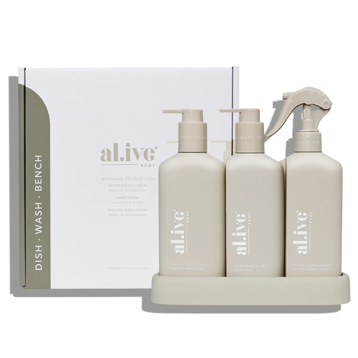 Al.ive Body Kitchen Trio - Dishwashing Liquid, Hand Wash & Bench Spray