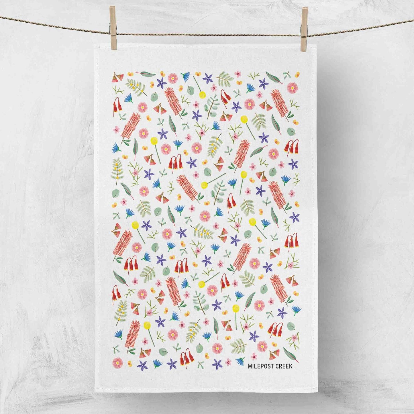 Australian Wildflowers Linen Tea Towel