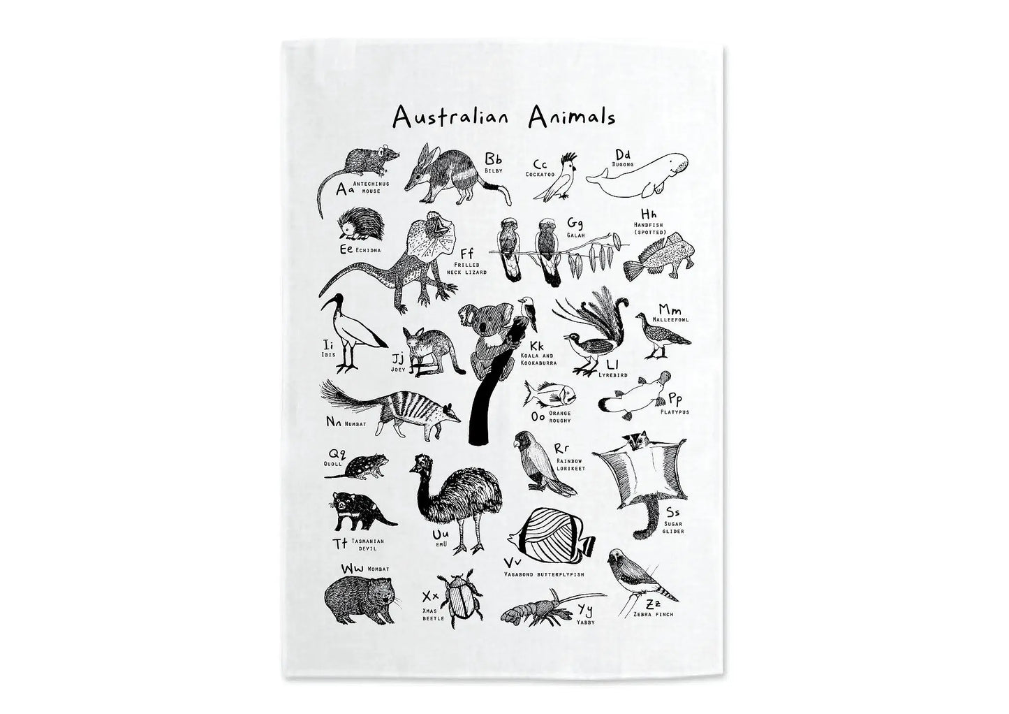 Tea Towel - Australian Animals A-Z
