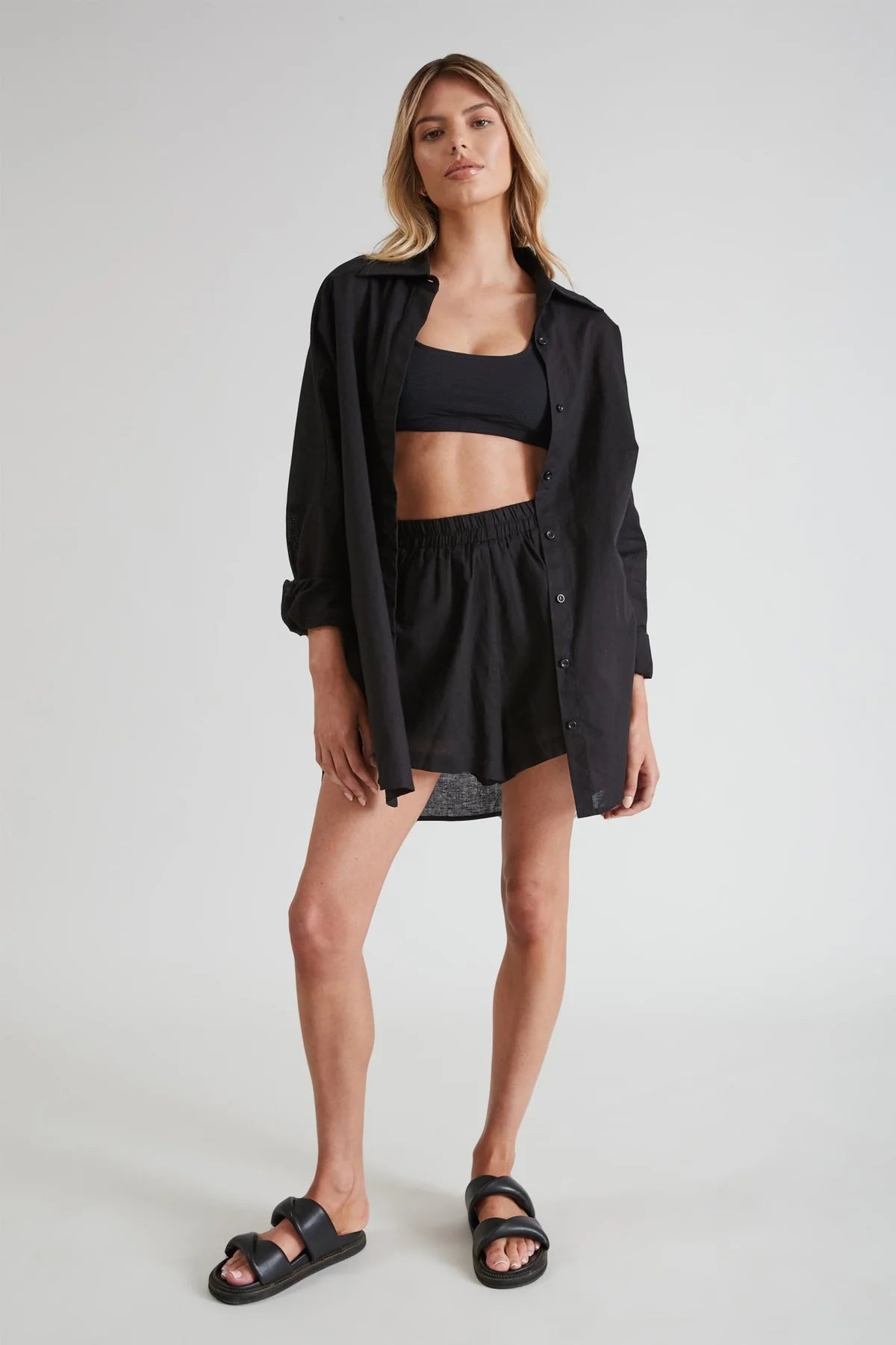 Monaco Linen Shirt, Black