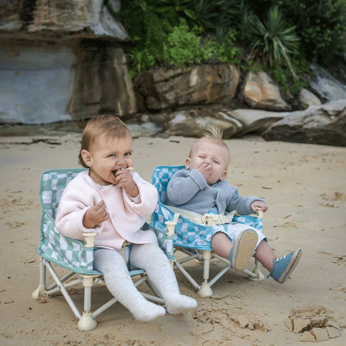 Green Checked Portable Baby Chair