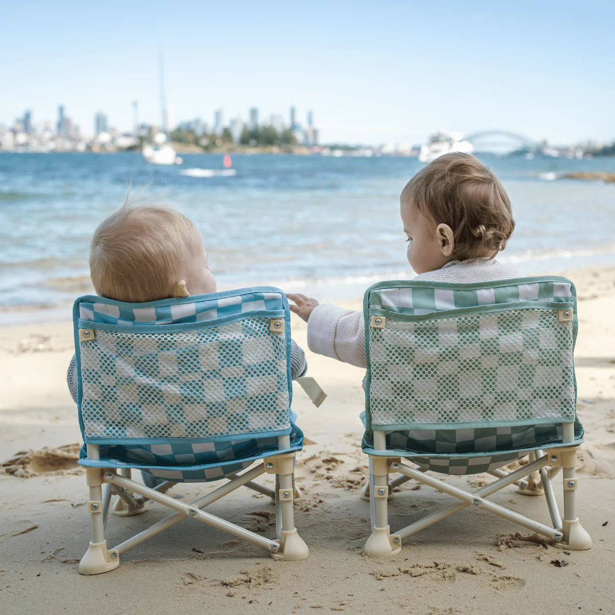 Green Checked Portable Baby Chair