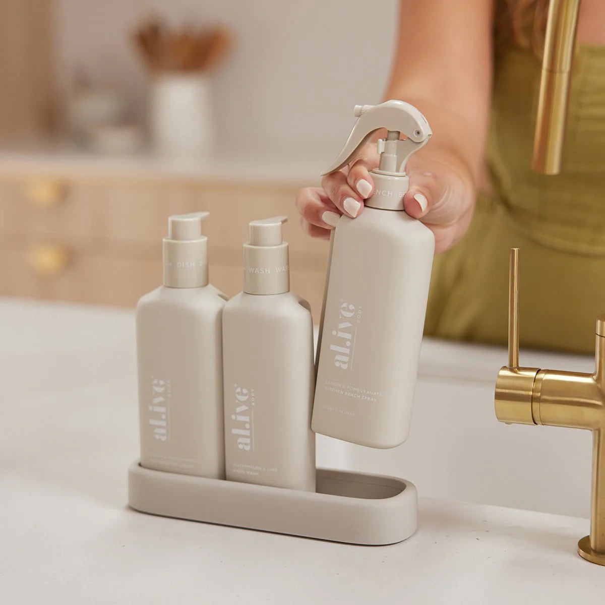 Al.ive Body Kitchen Trio - Dishwashing Liquid, Hand Wash & Bench Spray