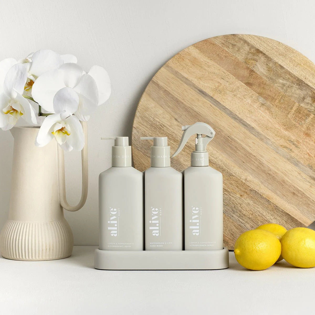 Al.ive Body Kitchen Trio - Dishwashing Liquid, Hand Wash & Bench Spray