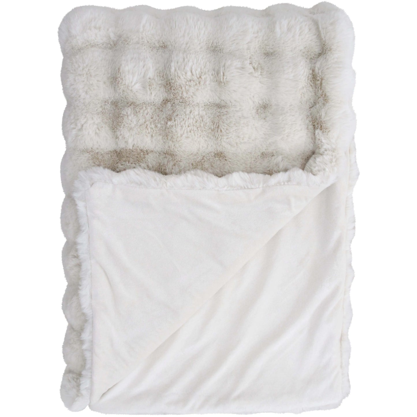 Cream Faux Fur Throw