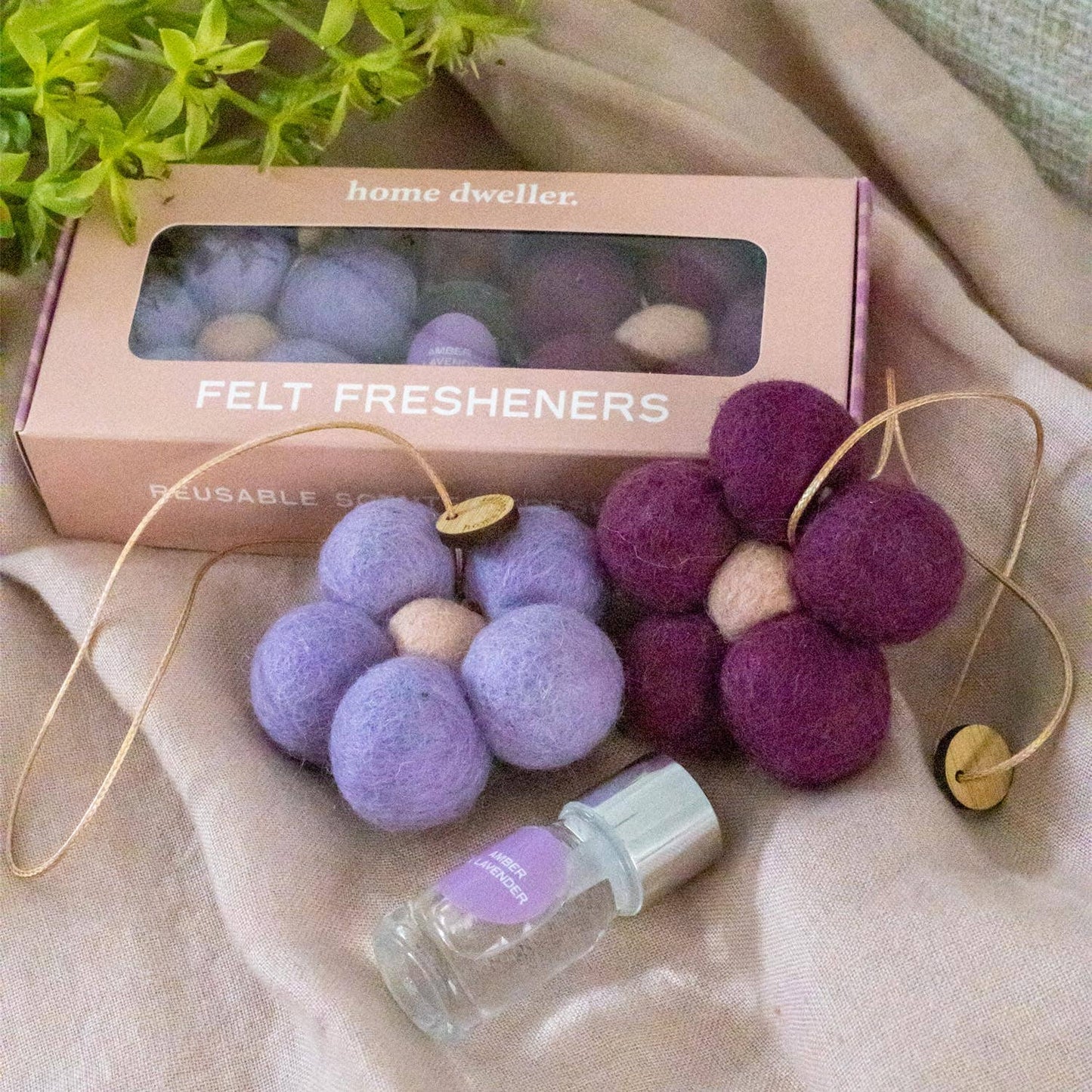 Felt Flower Air Fresheners - Amber & Lavender
