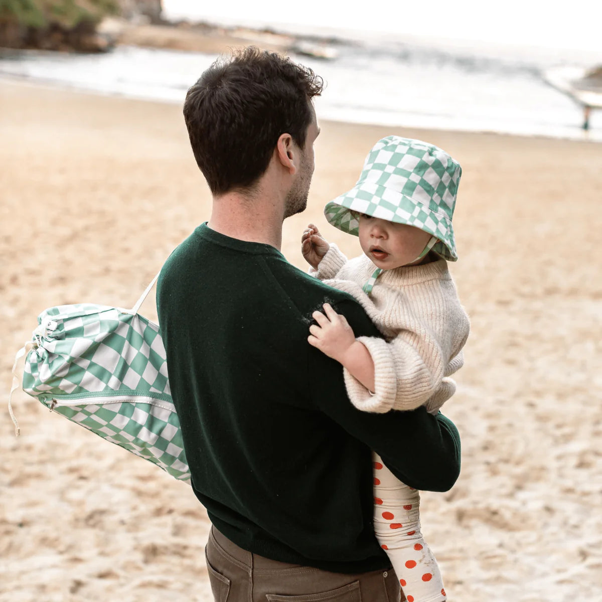 Green Checked Portable Baby Chair
