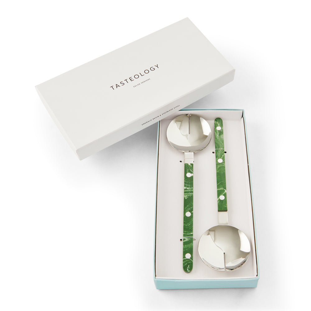 Salad Servers - Emerald, Taupe or Monochrome