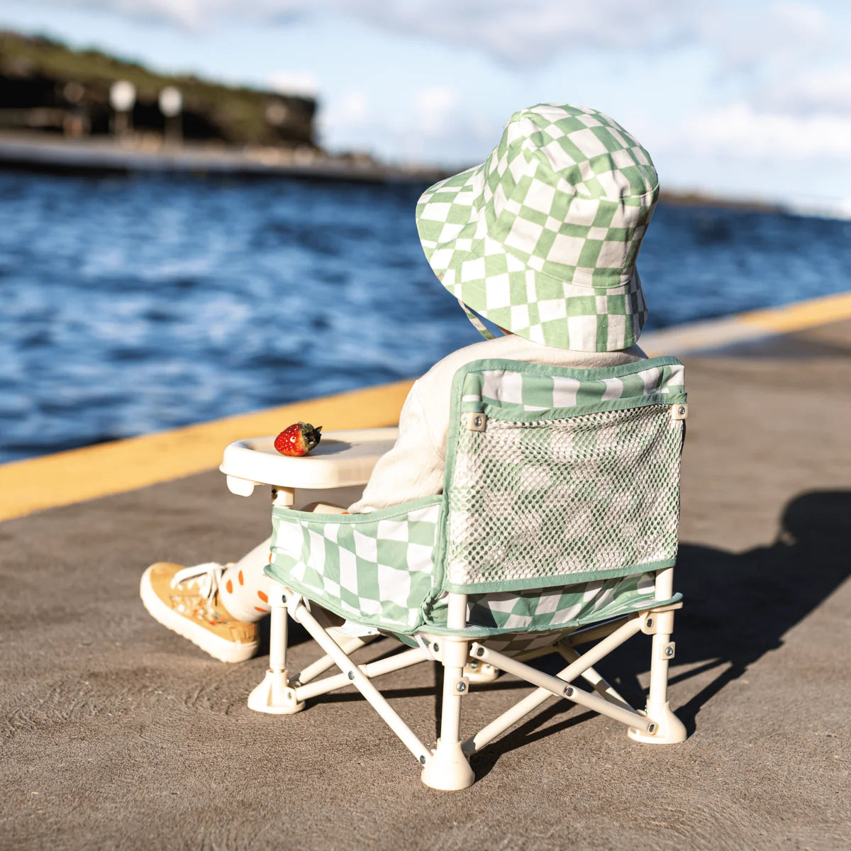 Green Checked Portable Baby Chair