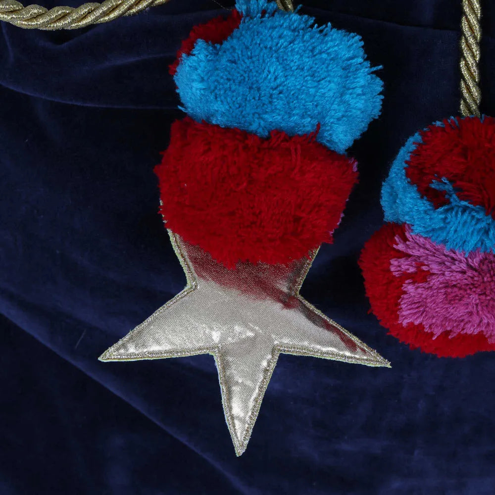 Velvet Santa Sack, Navy