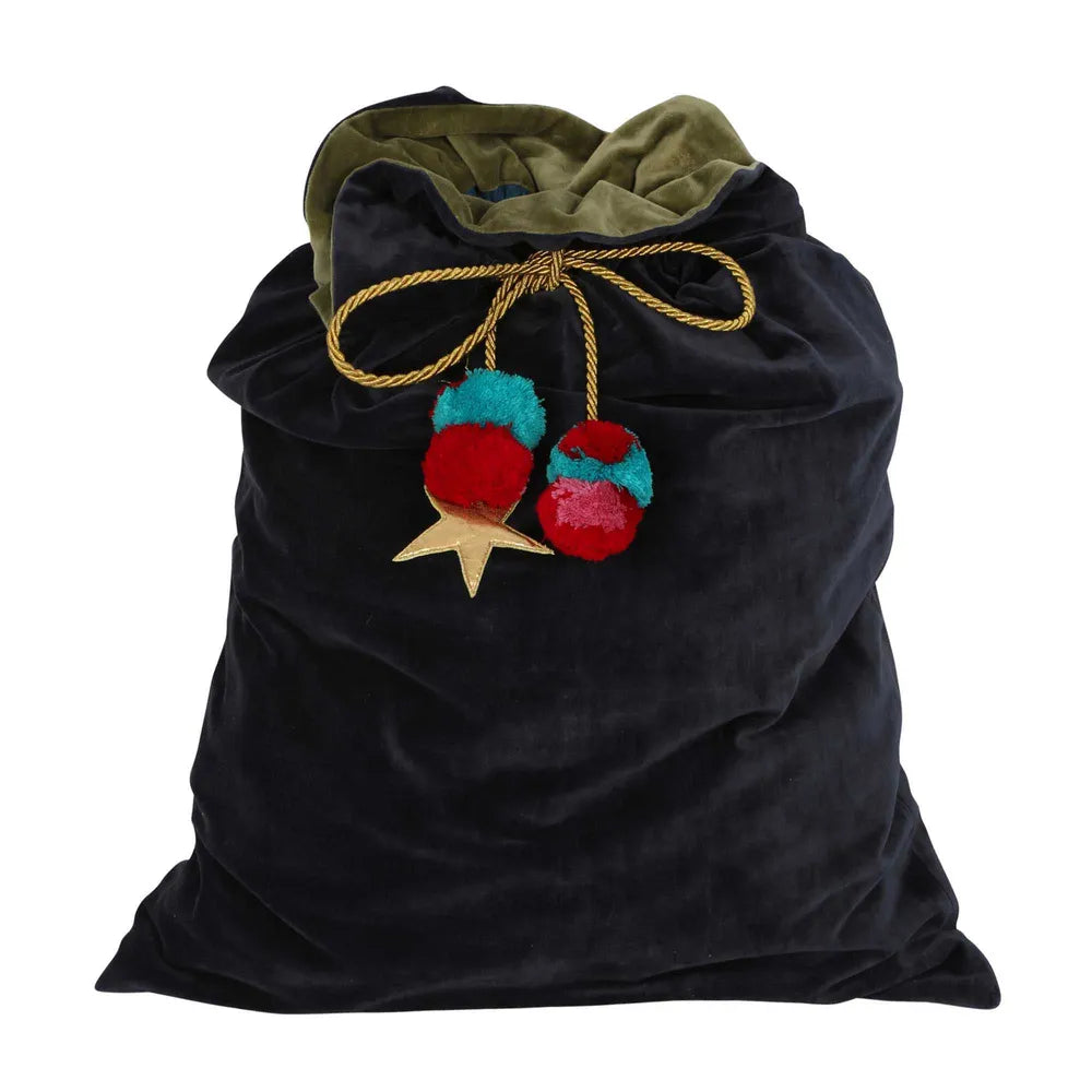 Velvet Santa Sack, Navy