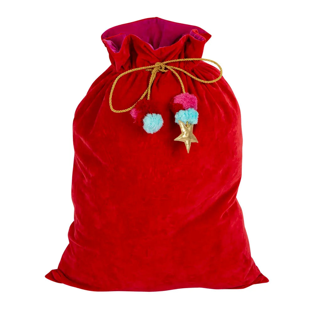Velvet Santa Sack, Ruby Red