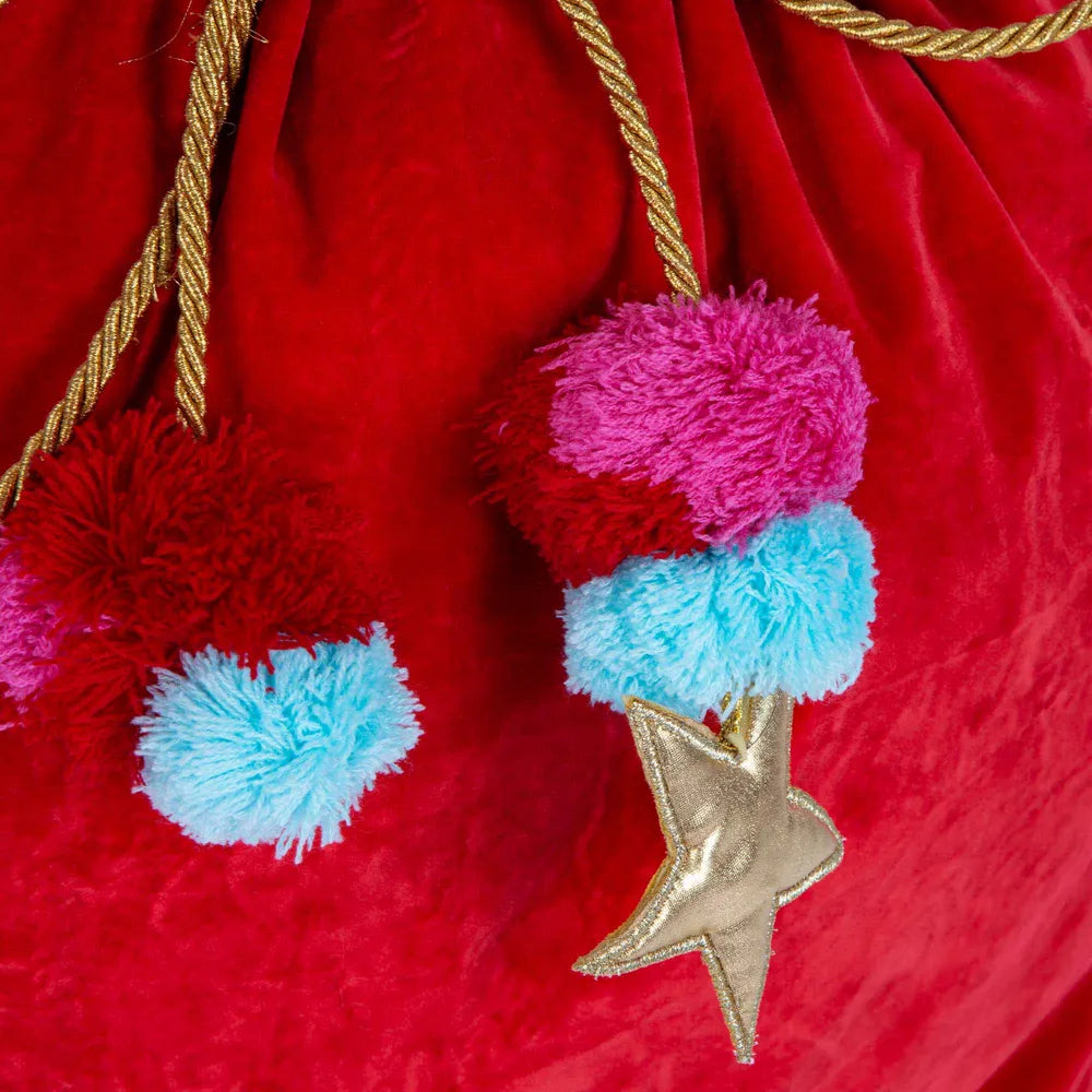 Velvet Santa Sack, Ruby Red