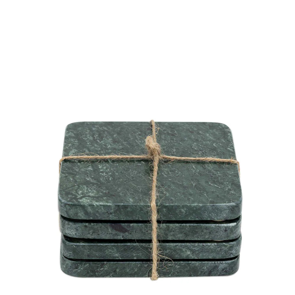 Graze Marble Coaster Square Green - Set of 4