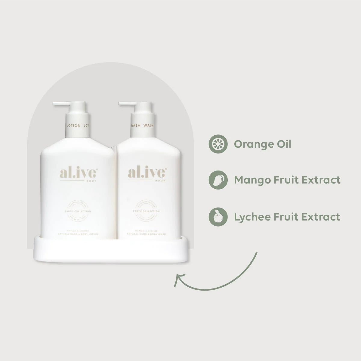 Al.ive Body Mango & Lychee - Wash and Lotion Duo + Tray