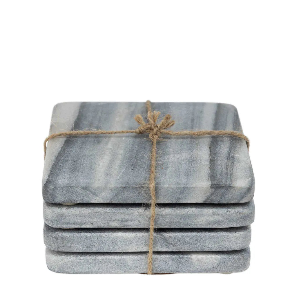 Graze Marble Coaster Square, Grey - Set of 4