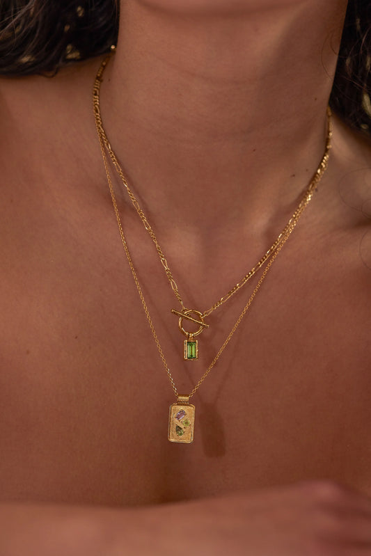 Apatite Gold Toggle Necklace