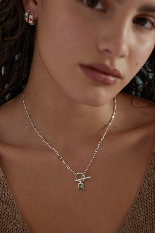 Apatite Silver Toggle Necklace