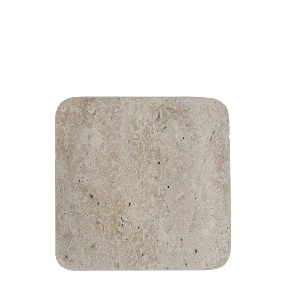 Graze Travertine Square Coasters, Sand - Set of 4