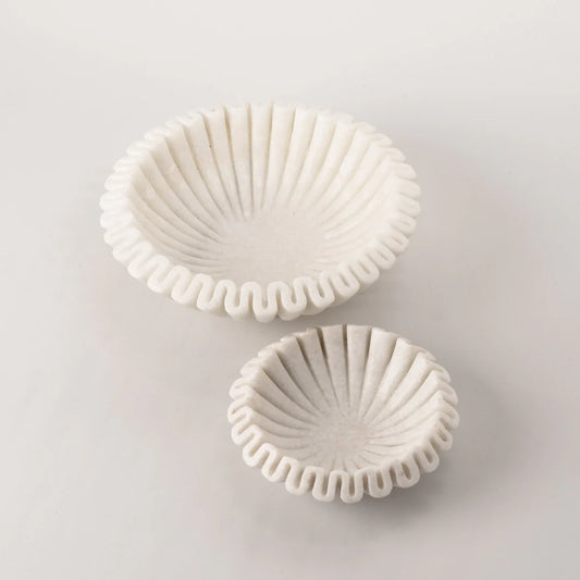 White Marble Fluted Bowl