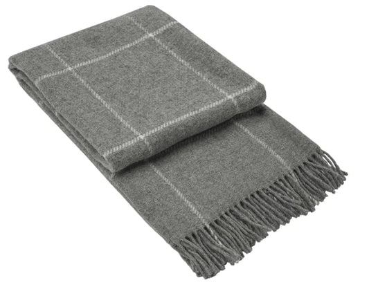 100% New Zealand Wool Throw Rug - The Brighton, Grey Striped