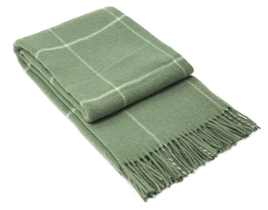 100% New Zealand Wool Throw Rug - The Brighton, Sage Striped