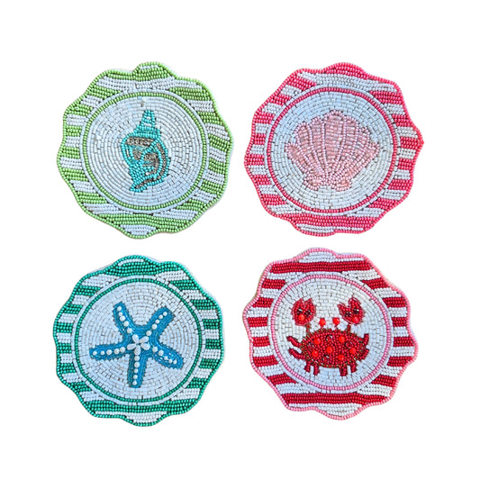 By The Sea Beaded Coaster Set of 4