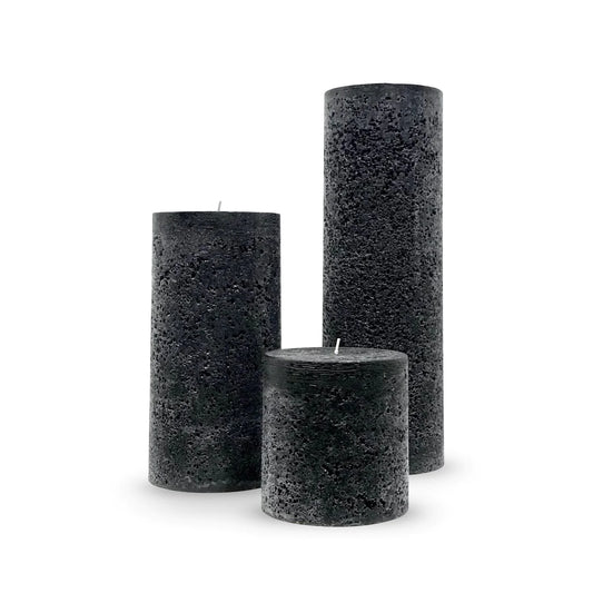 Textured Pillar Black Candle