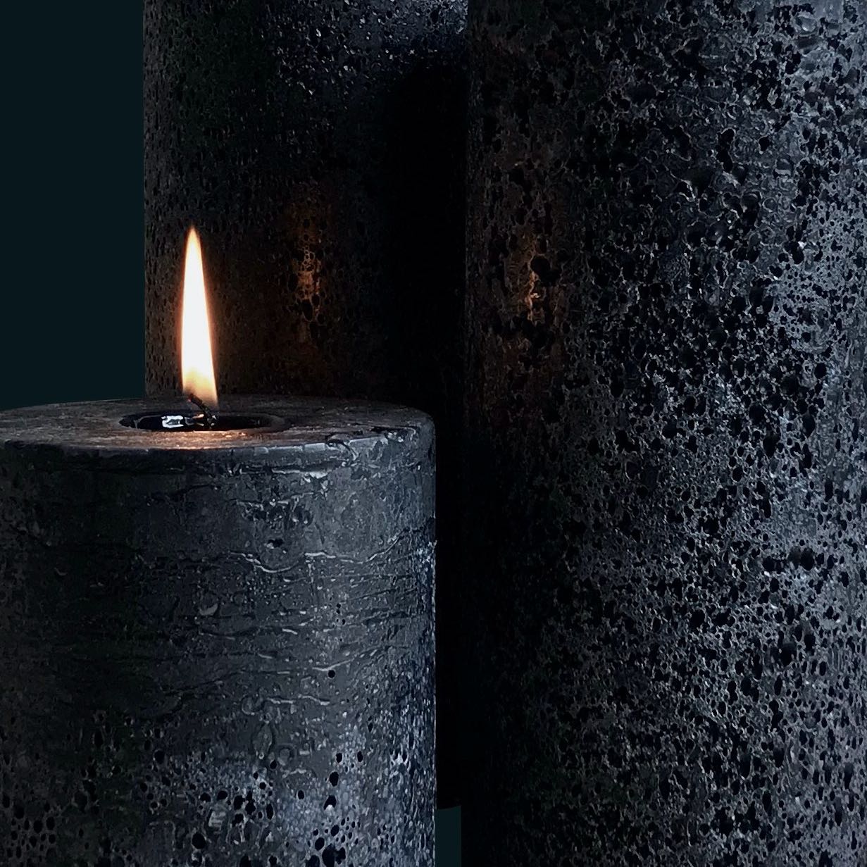 Textured Pillar Black Candle