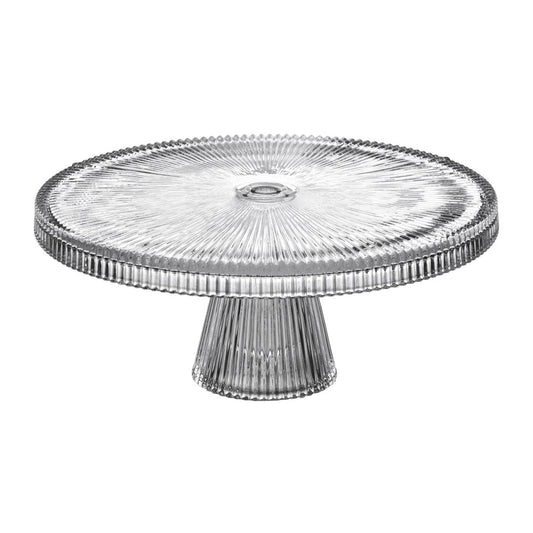 Ribbed Glass Cake Stand