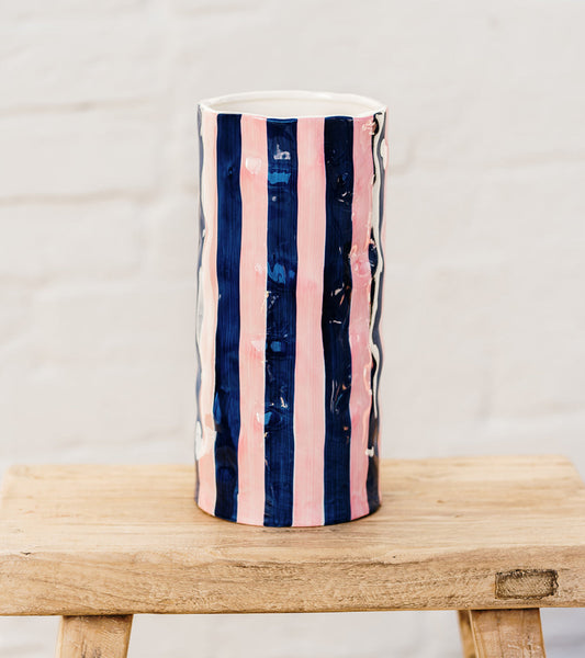 Pink and Navy Large Vase