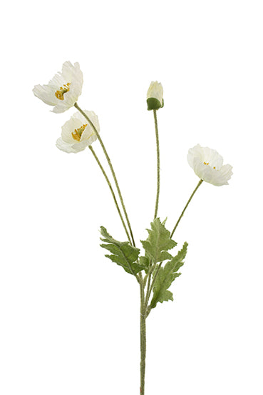 Artificial Spring Poppy - White
