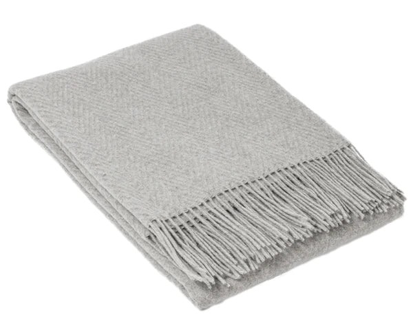 Merino Wool Blend Throw Rug, The Hampton light grey