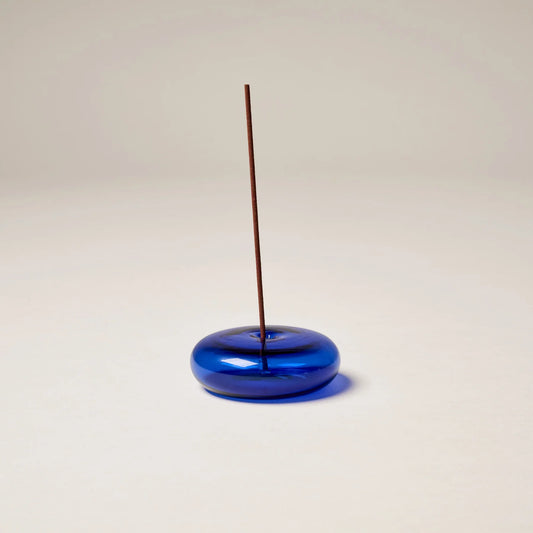 Glass Vessel Incense Holder - Cobalt Blue