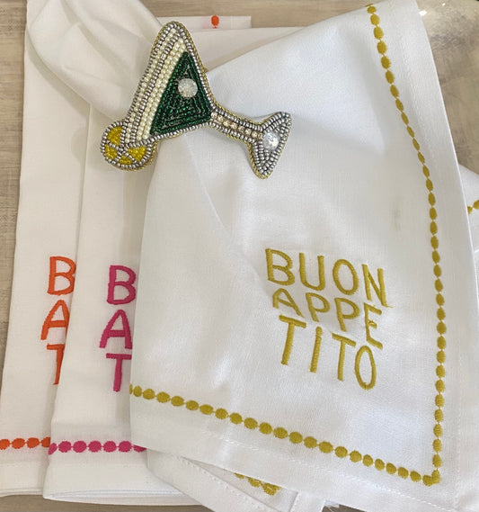 Beaded Martini Napkin Rings - Set of 4