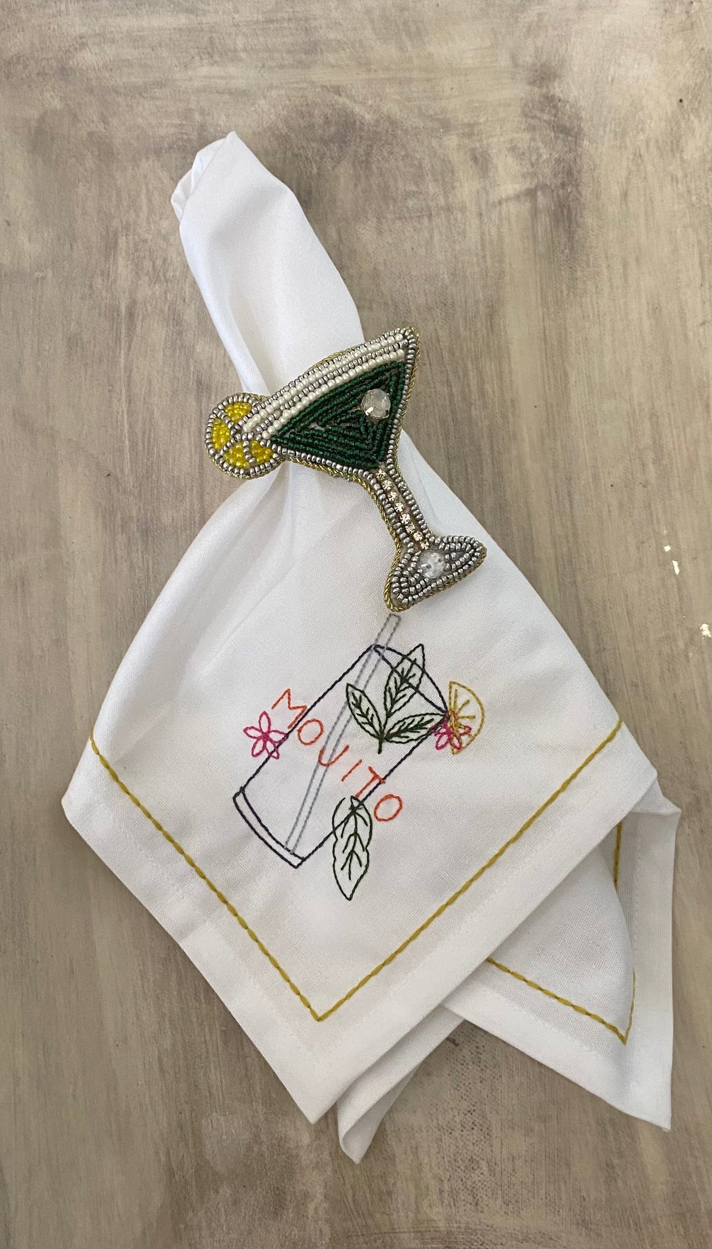 Beaded Martini Napkin Rings - Set of 4