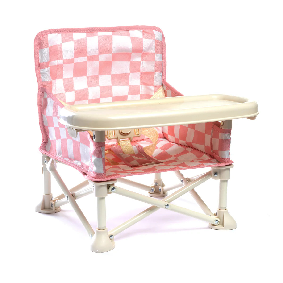 Pink Checked Portable Baby Chair