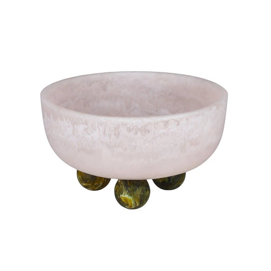 Kip Resin Footed Bowl - Nude/Olive