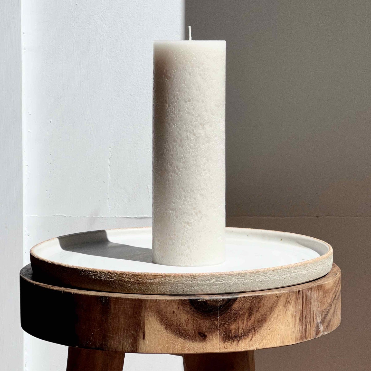 Textured Pillar White Candle