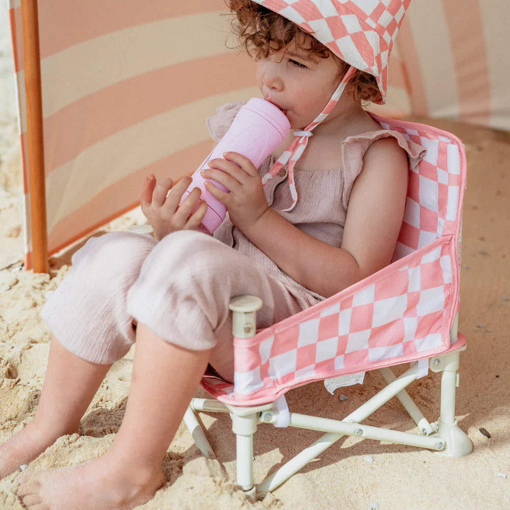 Pink Checked Portable Baby Chair