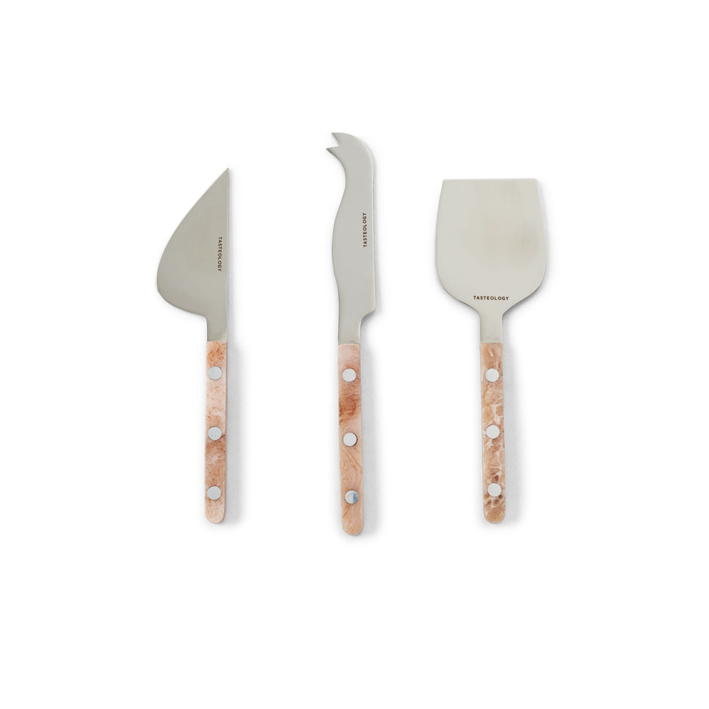 Cheese Knives Set of 3 - Emerald, Taupe or Monochrome