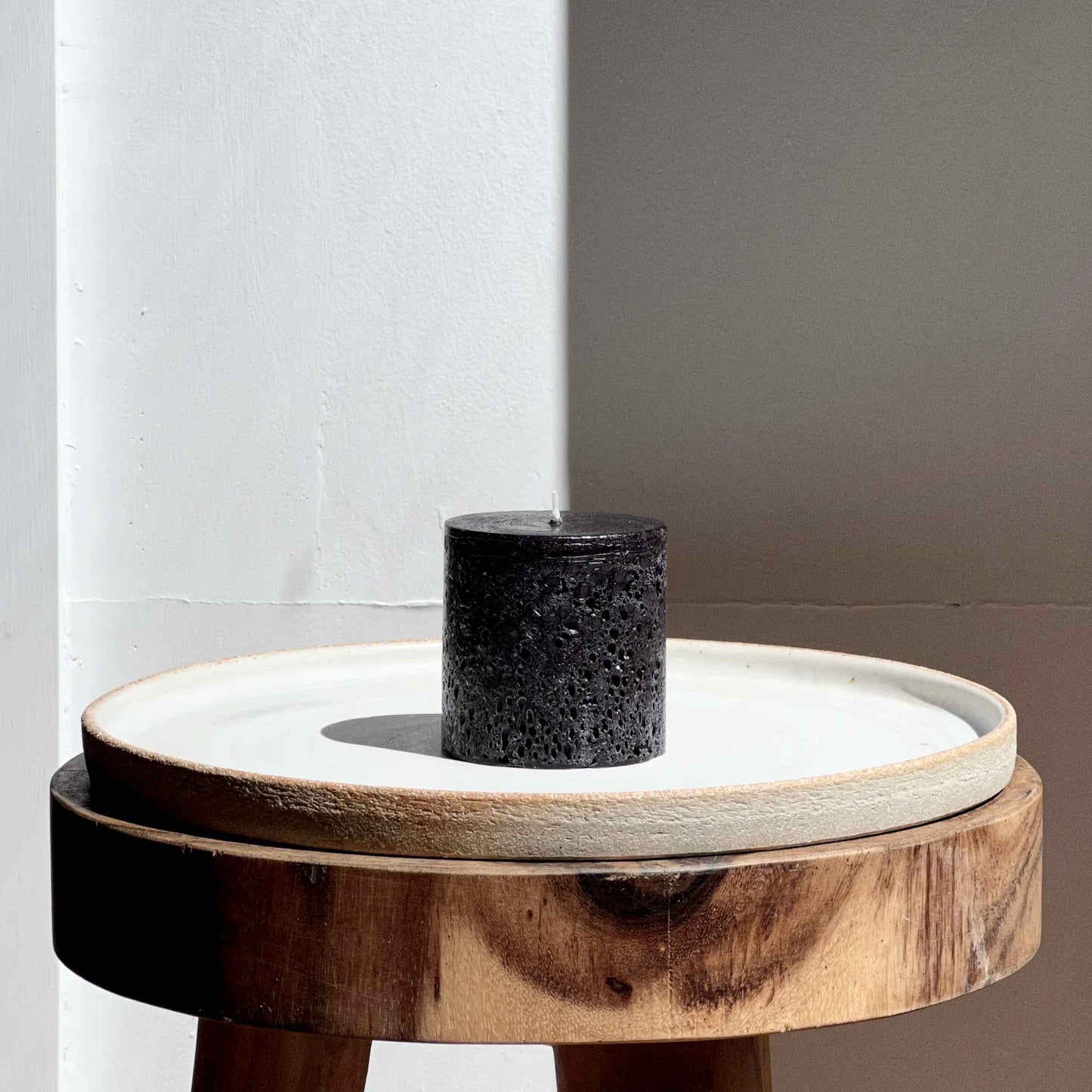 Textured Pillar Black Candle