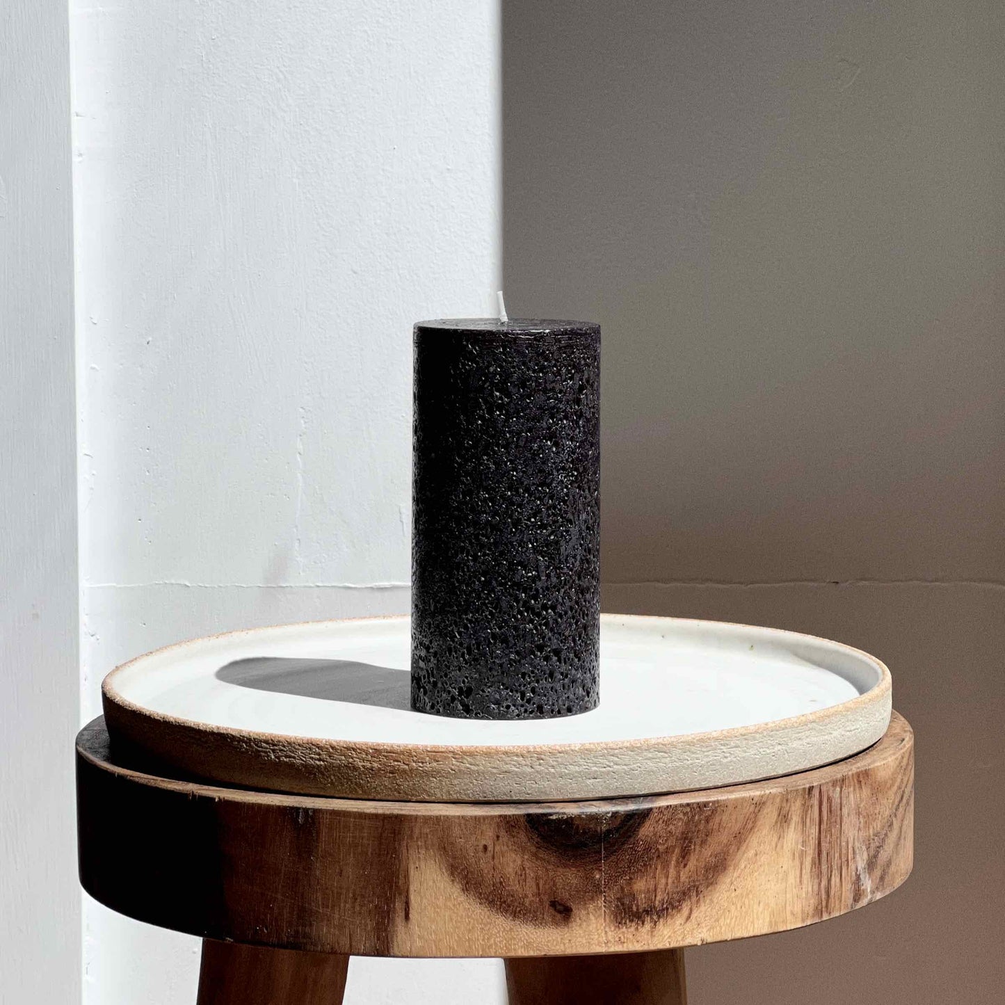 Textured Pillar Black Candle